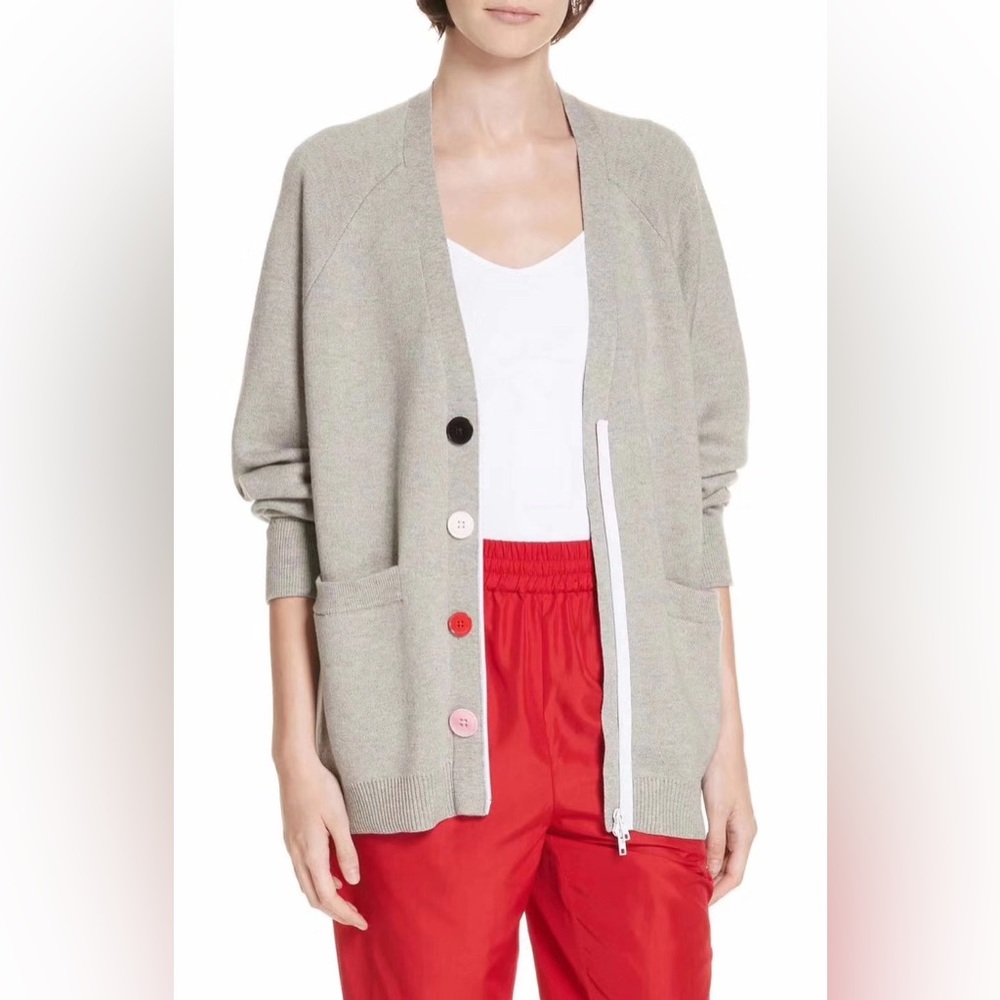 NWT Tibi Mixed Media Zip Cardigan Sweater